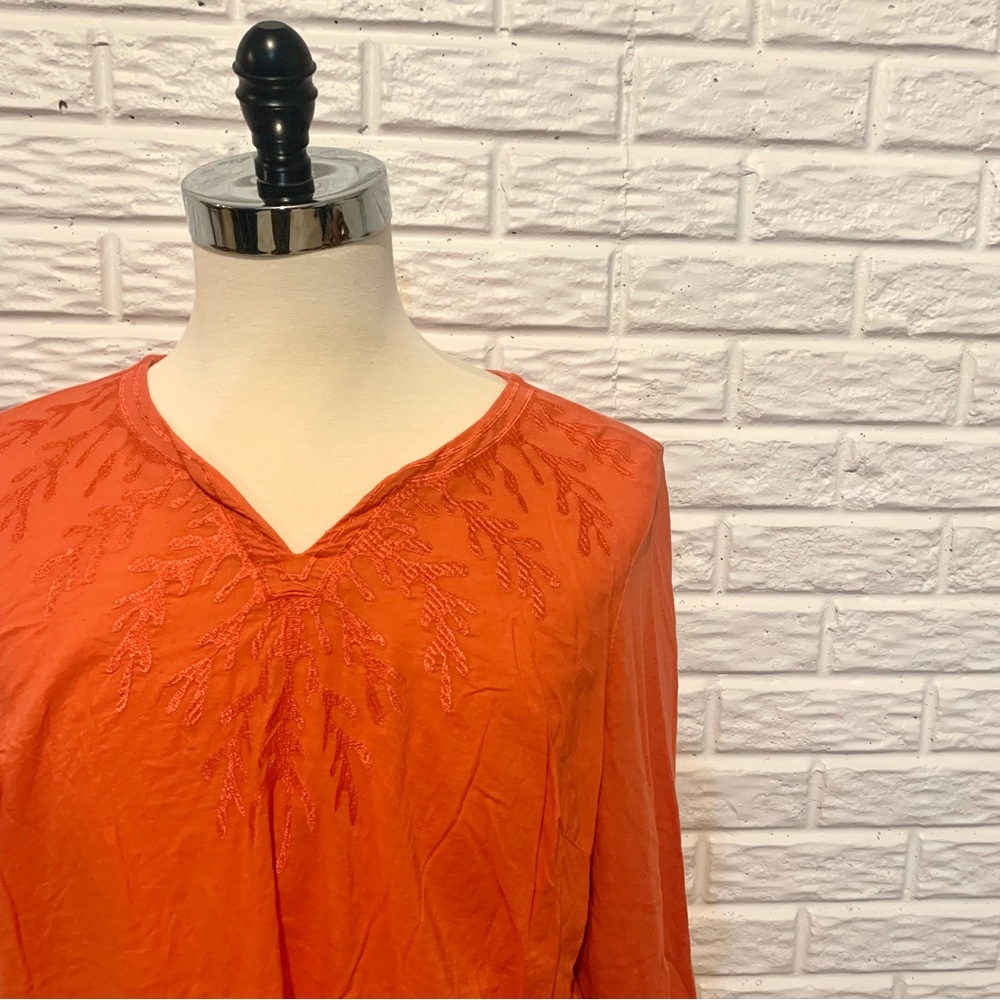 Croft & Barrow Orange Coral Embroidered Tunic